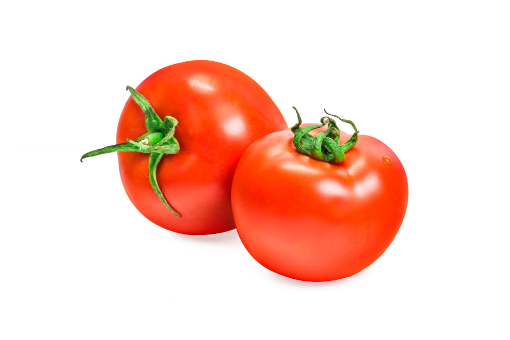 one fresh red tomato isolated white